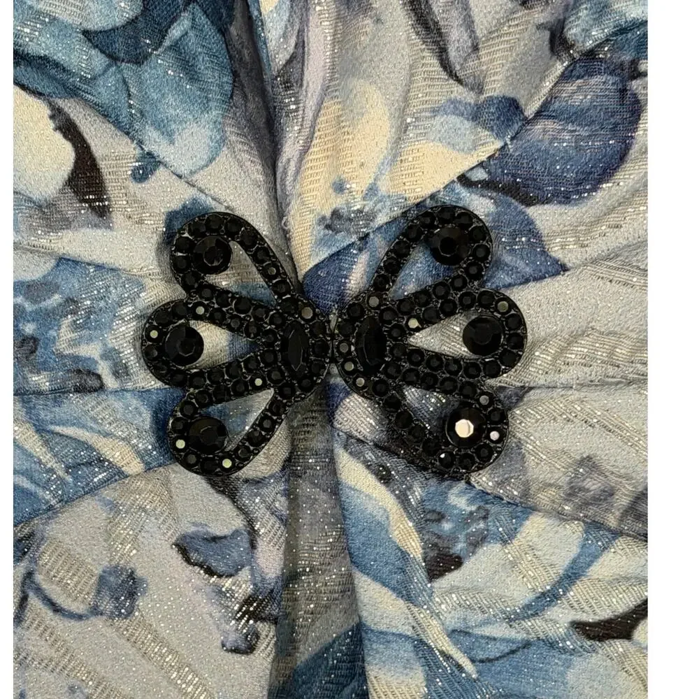 Alex Evenings Womens Formal Floral Printed Camisole & Matching Jacket Blue Large